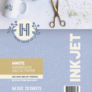 White Waterslide Decal Paper for Inkjet: A4 Size, 20 Sheets