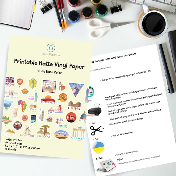 Printable Matte Vinyl Paper by Hayes Paper Co, A4 Size, 15 Sheets