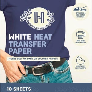 Papel de transferencia térmica blanco para telas oscuras: tamaño A4, para inyección de tinta y planchado