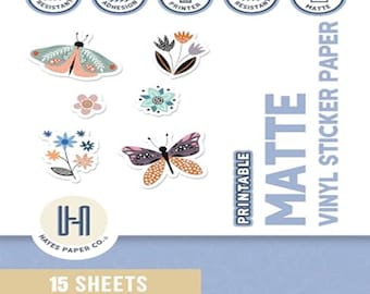 Printable Matte Vinyl Sticker Paper - Hayes Paper Co - A4, 15 Sheets