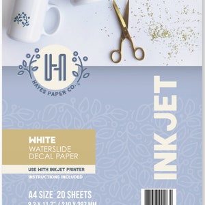 White Waterslide Decal Transfer Paper per stampanti a getto d'inchiostro di Hayes Paper Co, formato A4, 20 fogli