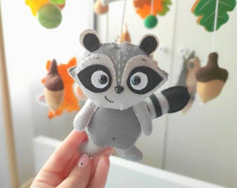 Woodland baby mobile, woodland mobile, nursery mobile crib, forest animals, felt woodland toy, fox, racoon, bear, squirrel, Hedgehog,newborn