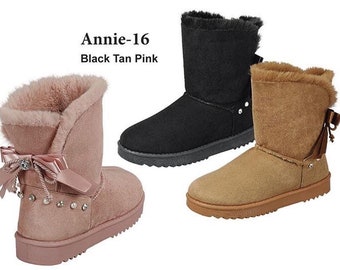 light pink fur boots