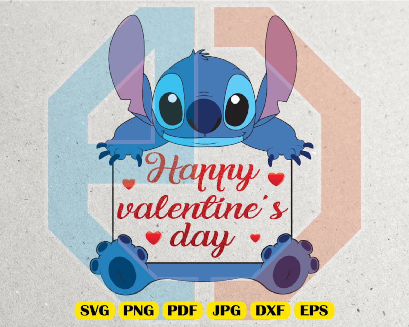 Happy Valentine's Day Stitch Wish Theme Svg Png Pdf Etsy
