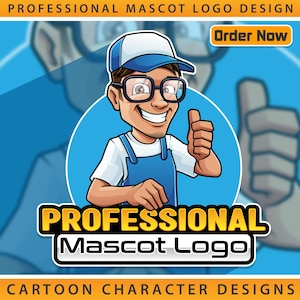 Custom Professional Mascot Logo, Unique Cartoon Logo Maker, Cartoon Caricature Design, Company Logo, Modern Business Brand Logo Creation