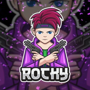 Logotipo de mascote de anime personalizado/ Logotipo de desenho animado/ Logotipo de jogo/ Logotipo do Twitch/ Logotipo do YouTube/ Logotipo de eSports/ Logotipo de streamer/ Design de logotipo