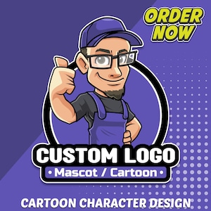 Custom Mascot Logo Design, Modern Cartoon Logo Creator, Cartoon Character Design, Custom Logo, Graphic Designer, Business Brand Logo Maker