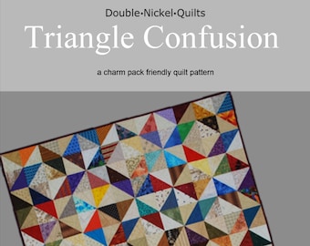 Triangle Confusion digital download scrap quilt pattern #DNQ-117-charm pack friendly