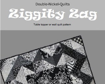 Ziggity Zag tafeltopper/muurquilt digitale download quiltpatroon #DNQ-106