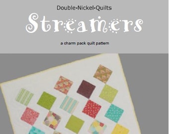 Streamers digital download charm pack or scrap quilt pattern #DNQ-124