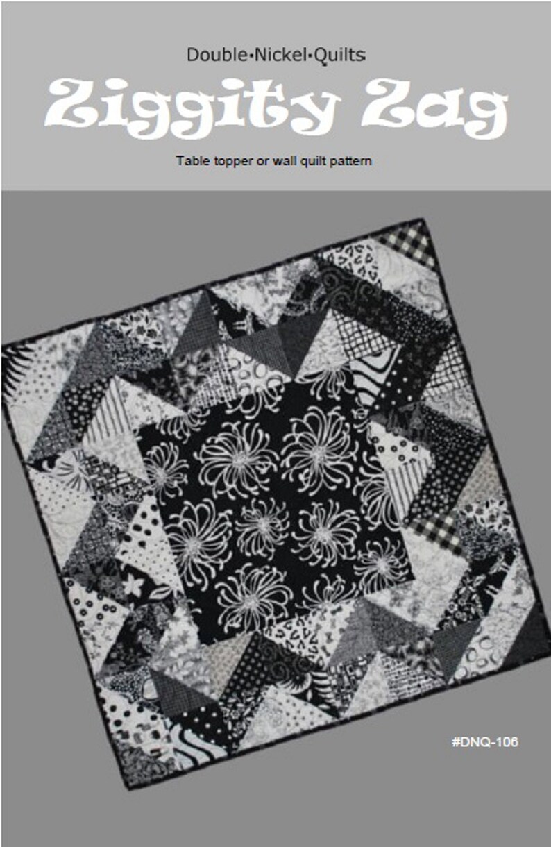 Ziggity Zag table topper/wall quilt digital download quilt pattern DNQ-106 image 1