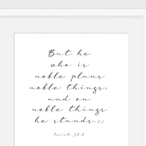 Bible verse wall art, Isaiah 32:8, printable art, Scripture wall art, Christian wall art, inspirational quote, digital print, bible verse
