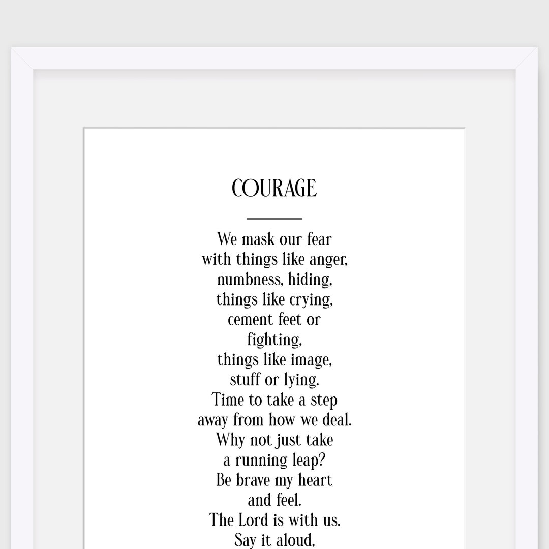 Christian Wall Art, Courage Poem, Inspirational Wall Art, Christian ...