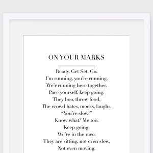Christian wall art, On Your Marks, inspirational poetry, christian poem, inspirational wall art, home decor, digital print, printable gift