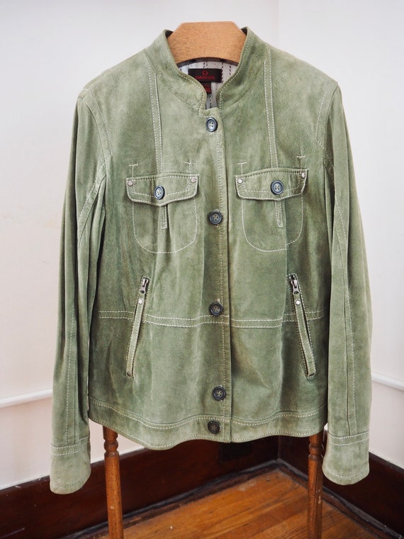 Vintage Danier green suede leather jacket