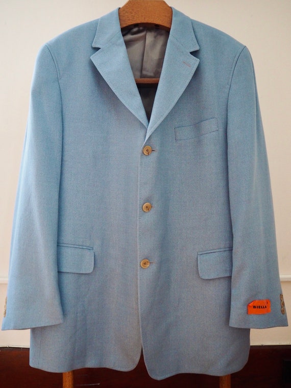 Pale cerulean men summer suit jacket