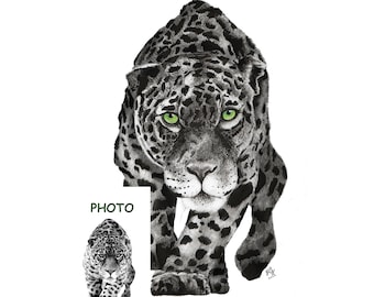 Realistische tekening, aanpasbare dierenillustratie, handgemaakt op papier met houtskool, Carbothello-pastels en inkt; cadeau.