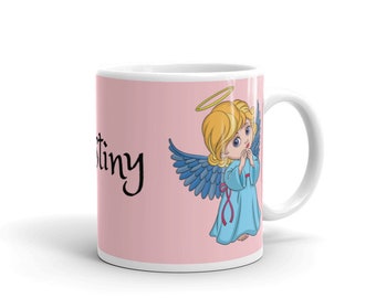 Coffee Mug  -  Cute Pink Angel Personalized Coffee Mug! Angel, Destiny, Personalized Pink Name on the mug, DESTINY