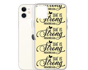 iPhone Case - Proverbs 31 Christian iPhone Case ~ She is Strong~ Christian gifts for women ~ Yellow iPhone Case