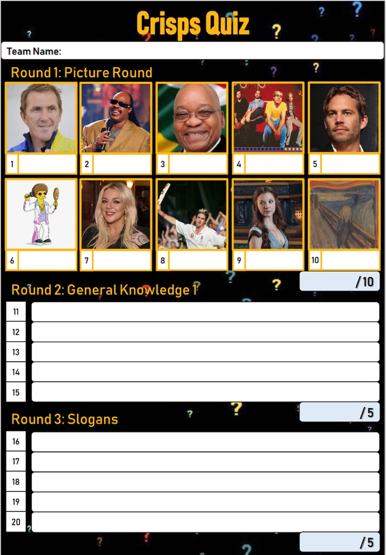 Crisps Themed Pub Quiz, Trivia Quiz, Virtual Screenshare Presentation