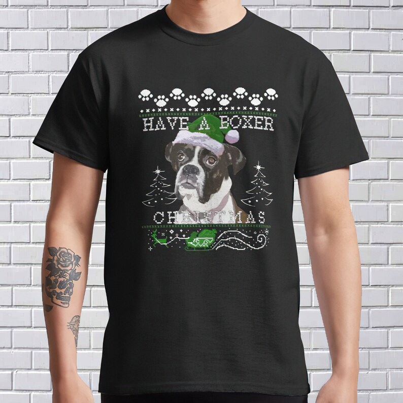 boxer dog christmas shirt
