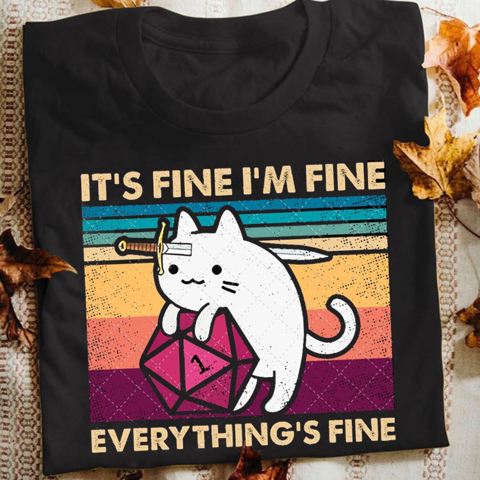 It's Fine I'm Fine Everything's Fine Cat D&D Etsy