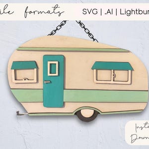 Retro RV Camper Laser Cut Sign Cut File Download | Camper Decor RV Camper Gifts | RV decor Craft file Lightburn Download | Glowforge Ready