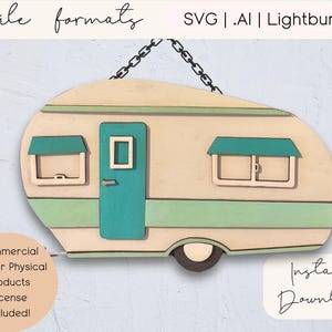 Retro Camper Laser Cut Sign Cut File Download | Camper Decor RV Camper Gifts | RV decor Craft file Lightburn | COMMERCIAL Use Download File
