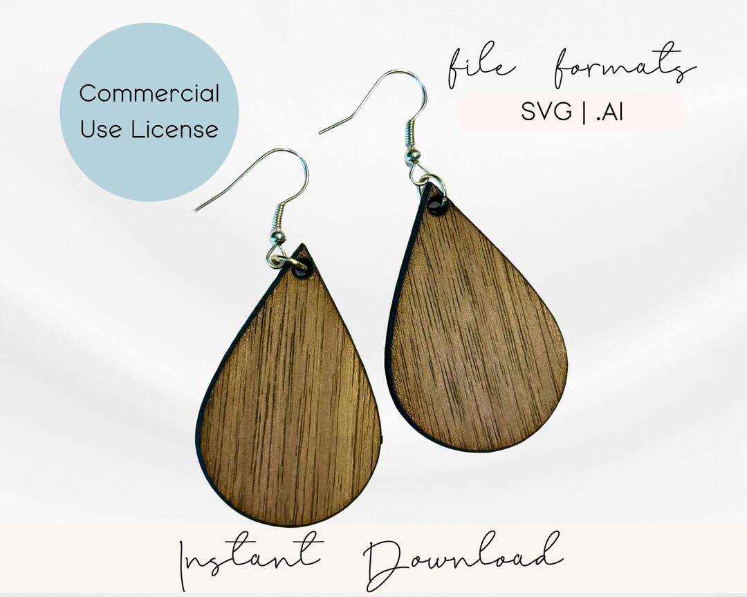 Teardrop Earring SVG: Laser Cut File for Glowforge (commercial License ...