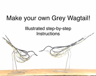 Make Your Own Grey Wagtail Sculpture PDF Illustrated Step-by-Step instructions. Digital Download: photos, instructions, advice. Bird Craft!