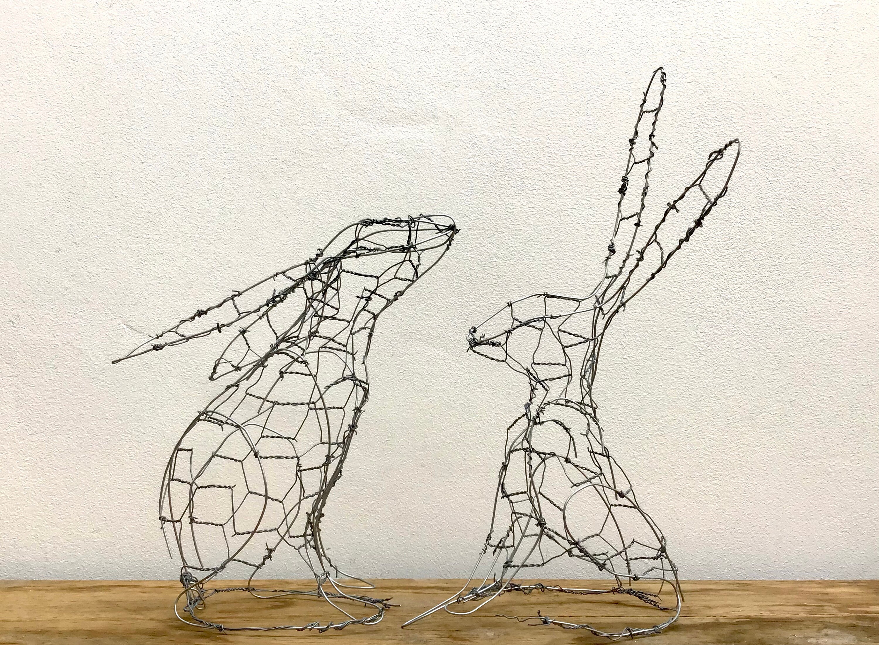 Wire Hare Sculpture Sitting Hare Original Art Cute great Etsy