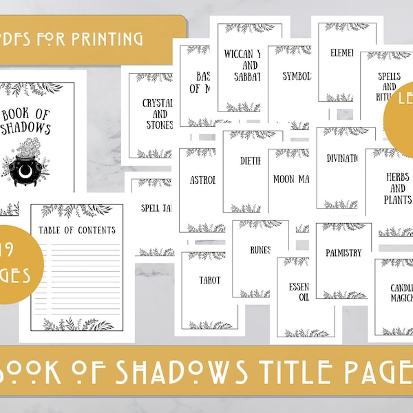 Book of Shadows Title Pages | Grimoire Title Pages | Book of Shadows Printables