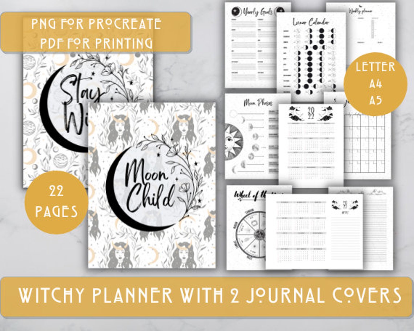 Witchy Planner Celestial Planner Printable Planner Etsy