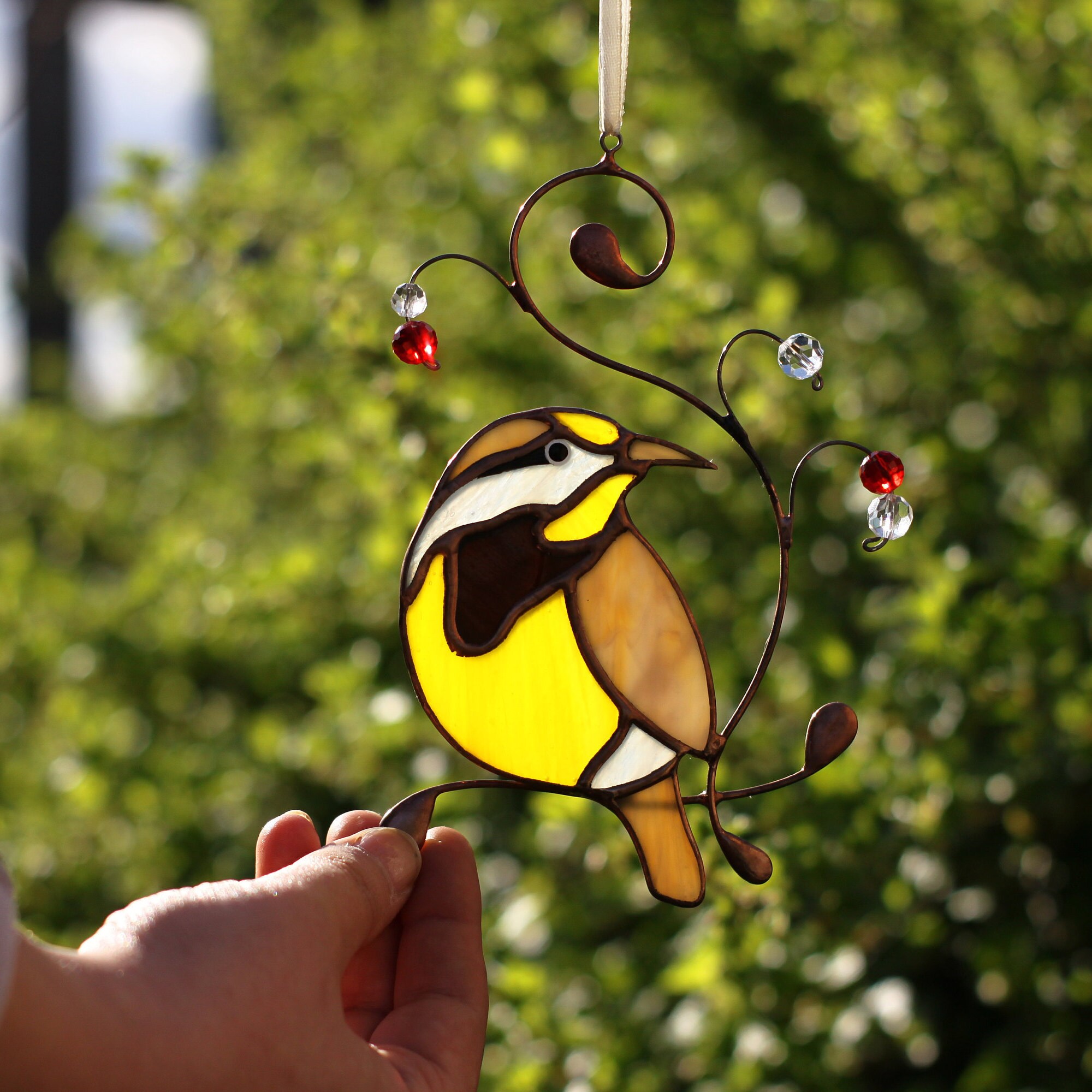 Stained Glass Bird American Bird Western Meadowlark Oregon Etsy