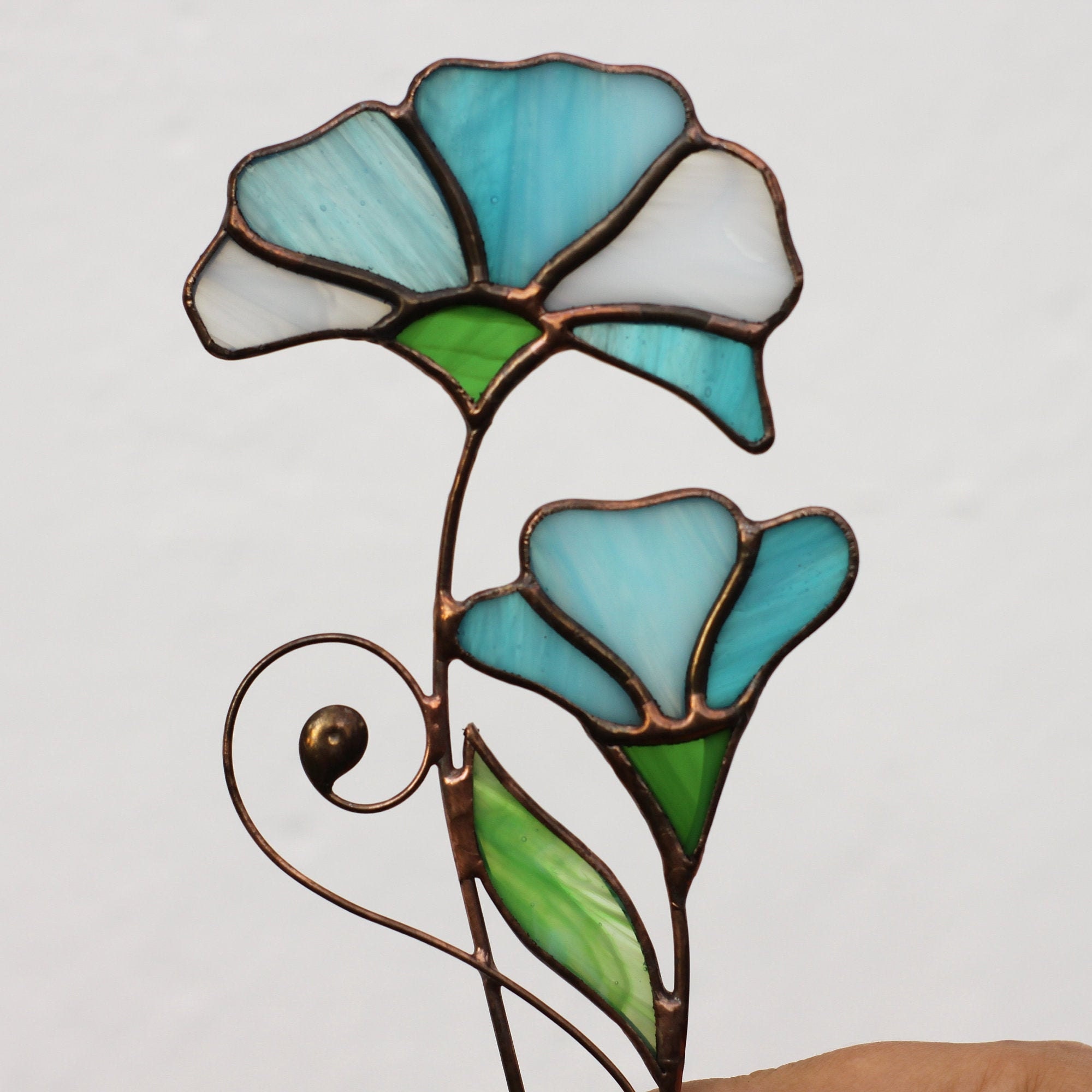 Plant stakes Stained glass flowers Garden decor Suncatcher Etsy