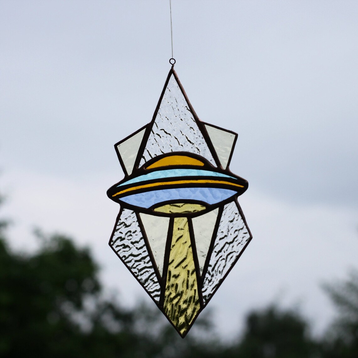 UFO Stained glass suncatcher hangings window stained glass Etsy