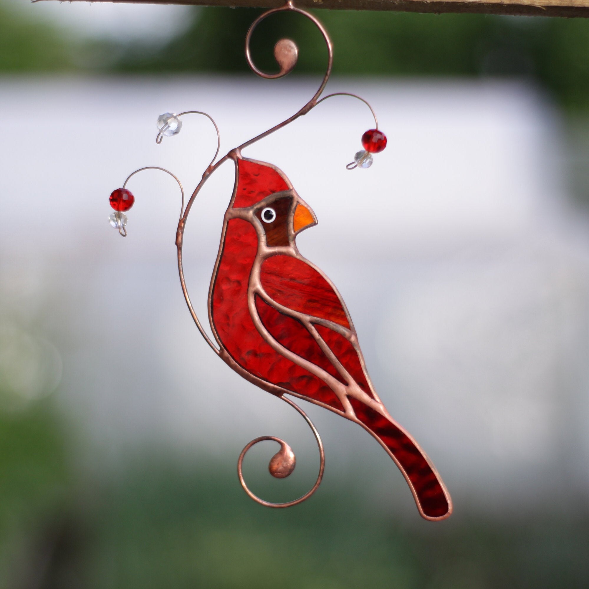 Red Cardinal Stained Glass bird Christmas gift Suncatcher bird Etsy