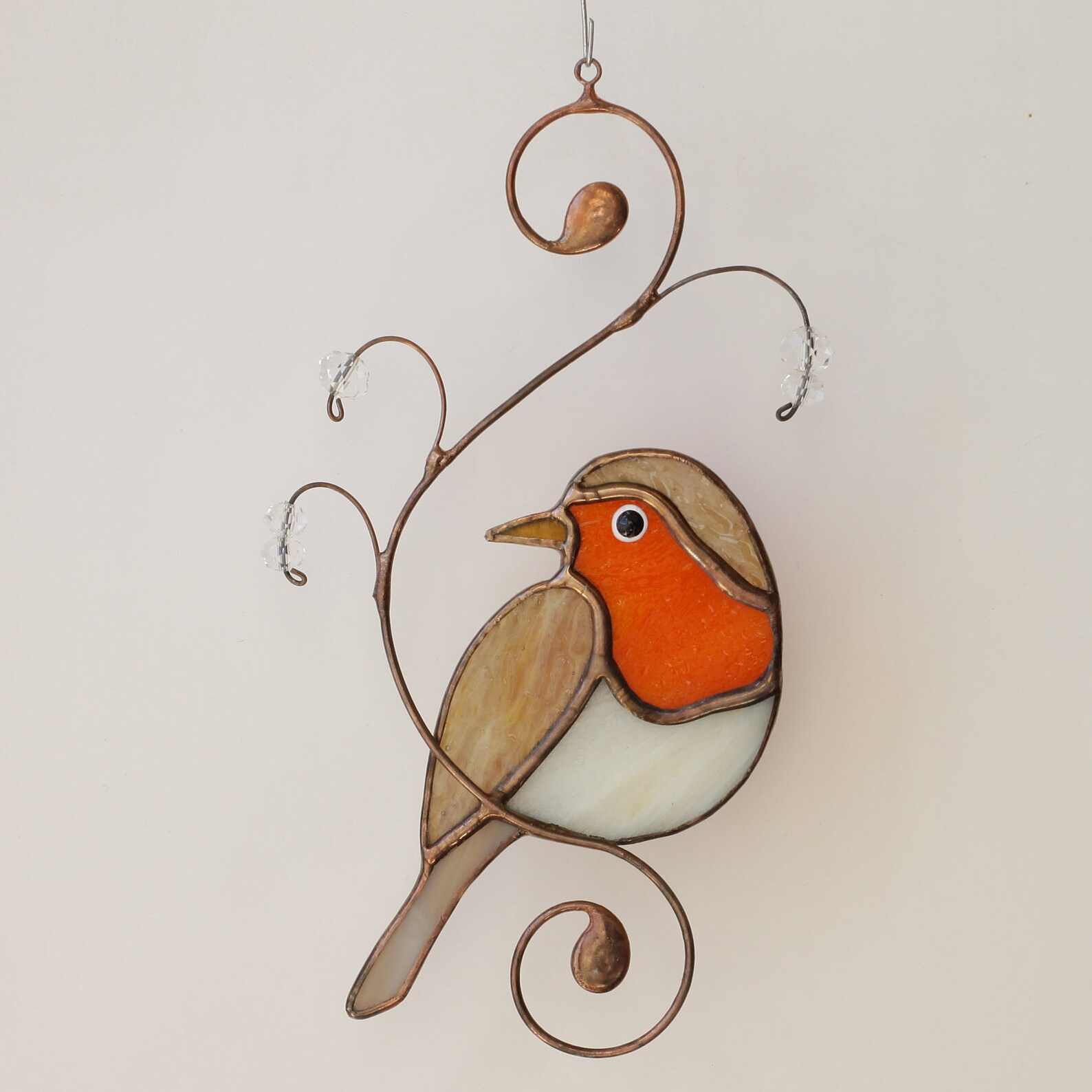 Robin Stained glass bird Window hangings Garden decor Etsy