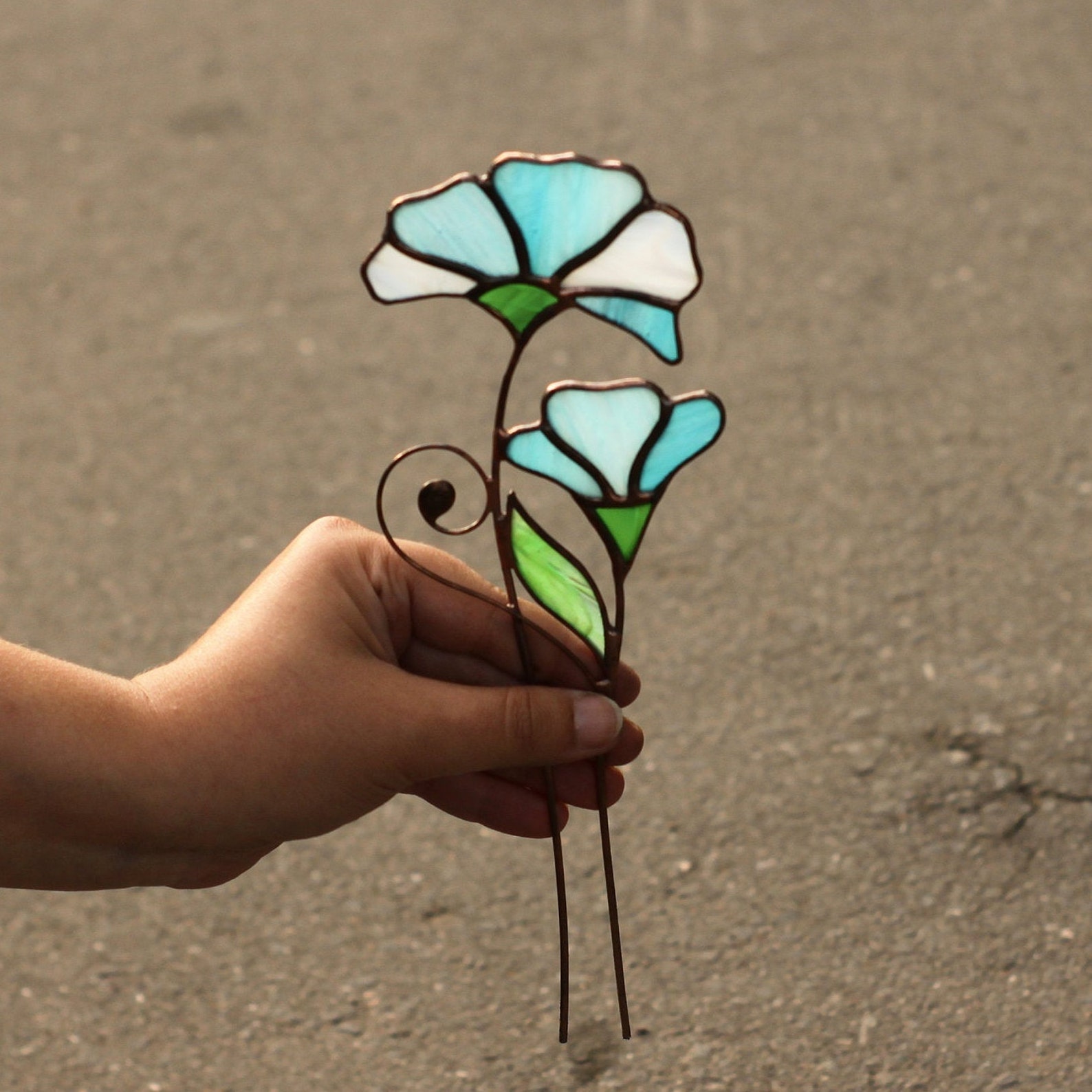 Plant stakes Stained glass flowers Garden decor Suncatcher Etsy