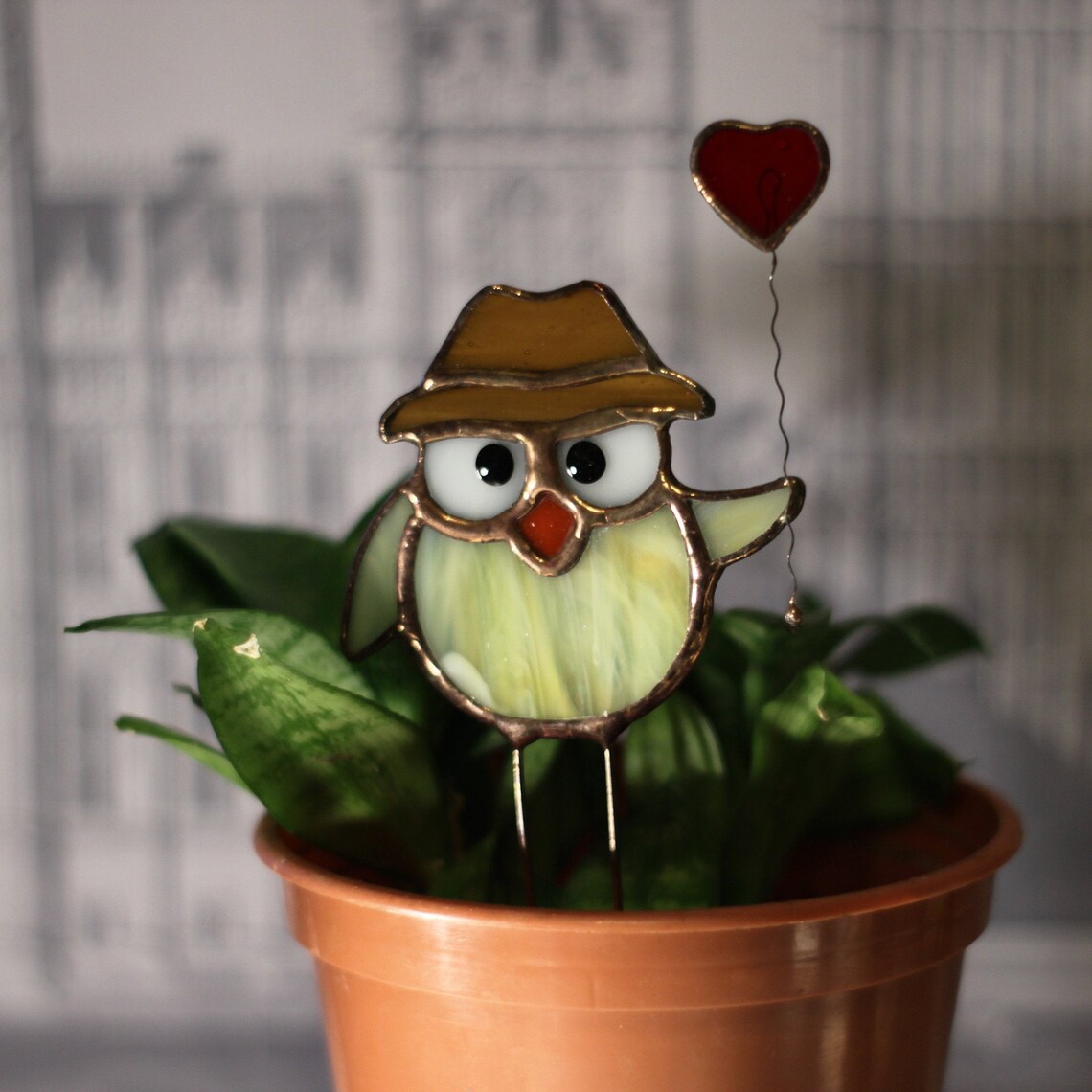 Stained glass bird Owl Garden Decoration Funny bird with Etsy