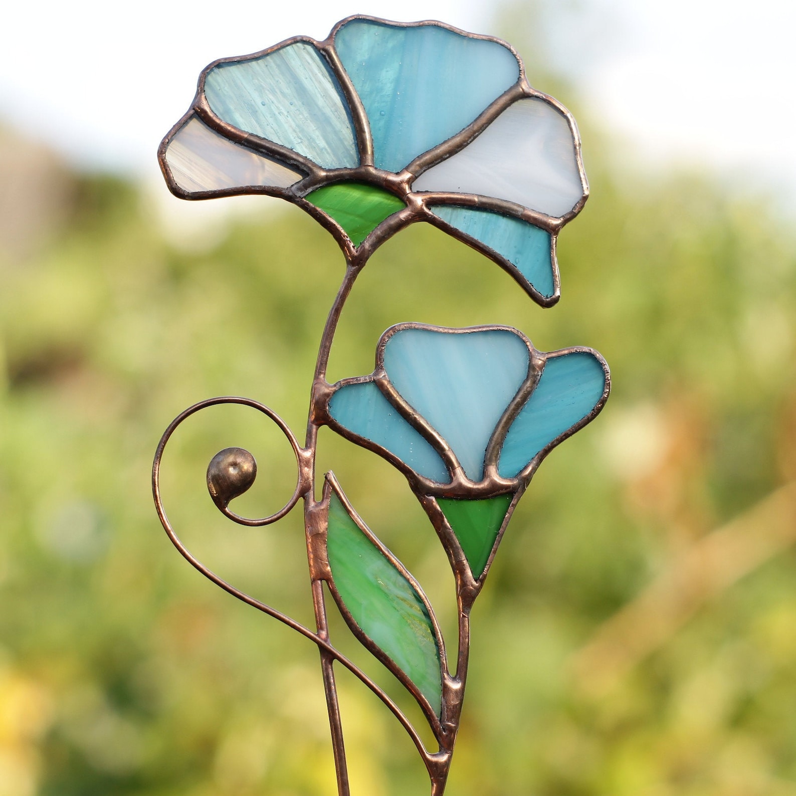 Plant stakes Stained glass flowers Garden decor Suncatcher Etsy