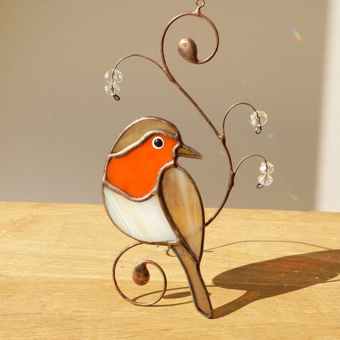 Robin Stained glass bird Window hangings Garden decor Etsy