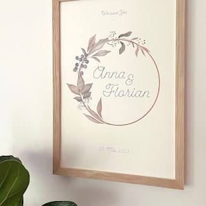 Love picture, personalized wedding picture, wedding gift, Christmas gift, birthday gift, We Said Yes, gift, flower wreath
