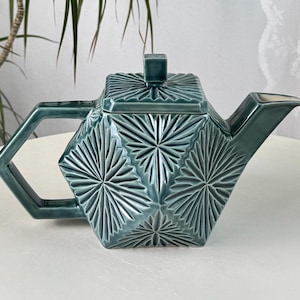 Handgjord keramisk tekanna, grön geometrisk tekanna, 700 ml (24 oz)