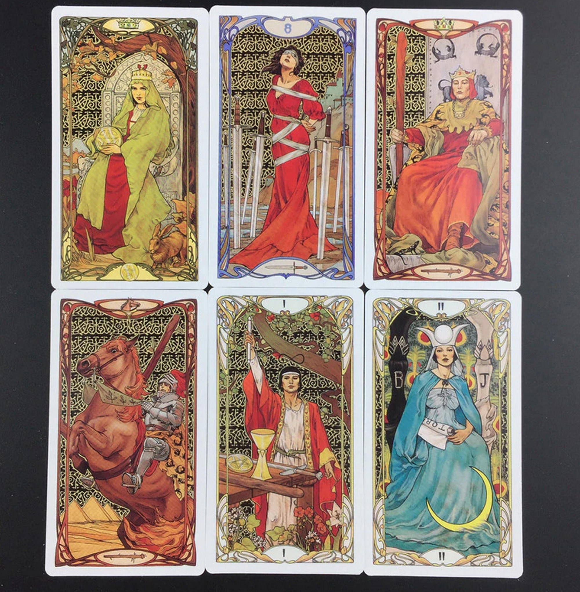 Golden Art Nouveau Tarot Deck 78Pcs Tarot Cards Beginner Etsy