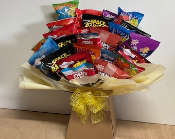 Retro Mixed Crisp Bouquet, Crisp Hamper, Cool Retro Gifts, Gifts For Him, Retro Birthday Presents, Savoury Crisp Bouquet