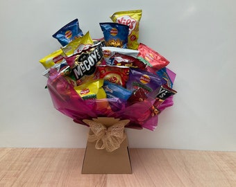 Mixed Crisp Bouquet Gift Set, Savoury Hamper, Personalised Gift Box, Crisp Gift Set, Retro Crisps, Gifts For Him And Her, Get Well Soon Gift