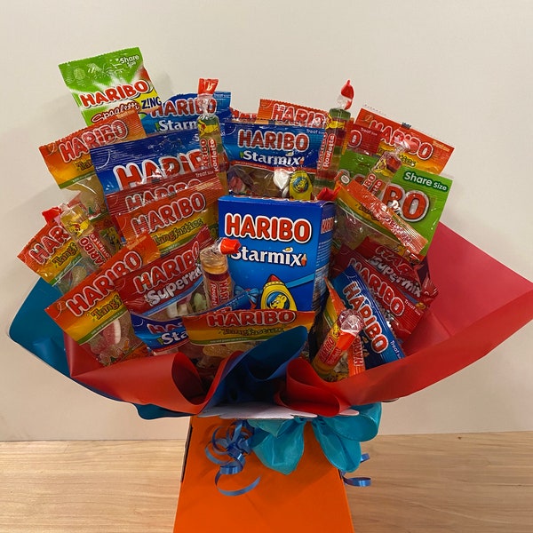 Haribo Sweet Gift Bouquet, Haribo Hamper, Sweet And Chocolate Bouquet, Haribo Star Mix, Haribo Tangfastic, Sweet Gift Set, Gifts For Him