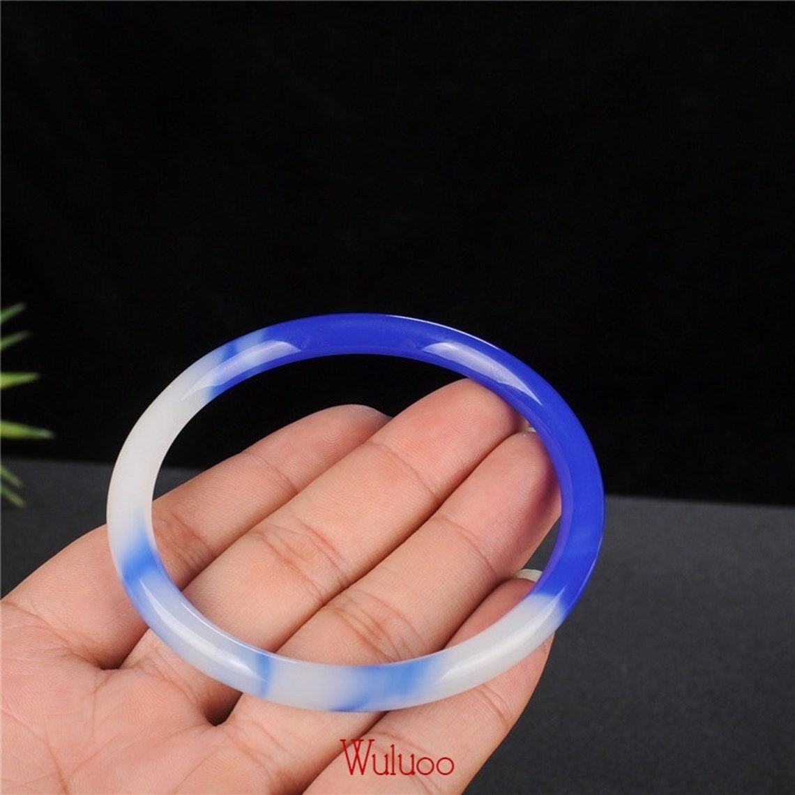 NEW Natural Blue White Jade Bangle Bracelet Genuine Etsy
