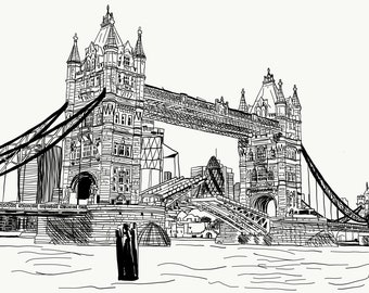 Tower Bridge Drawing Etsy